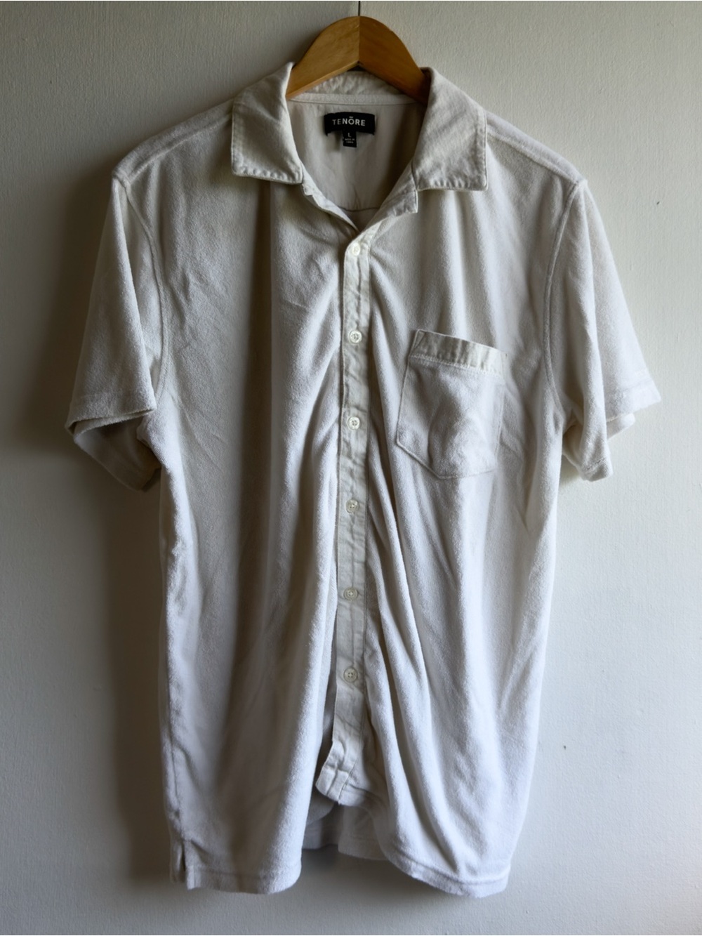 Tenore Ivory Terry Cloth Button-Up Shirt Men’s L